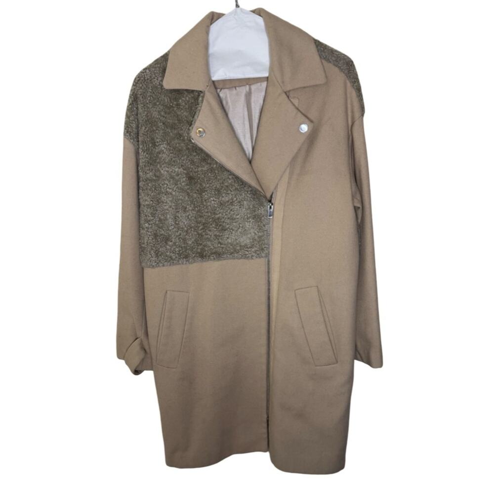 ASOS Sherpa Wool Blend Trench Coat - Tan 4US